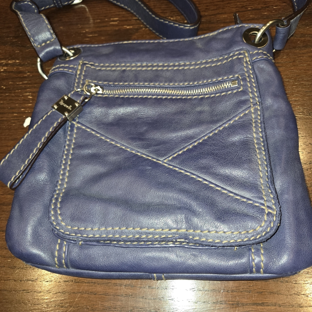 Blue Leather Crossbody Bag